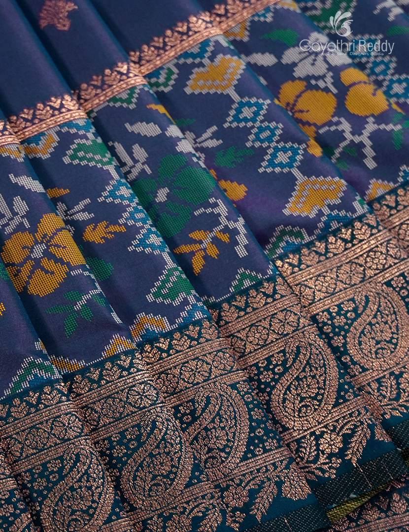 Semi Kanchipuram Art Silk Saree in Navy Blue