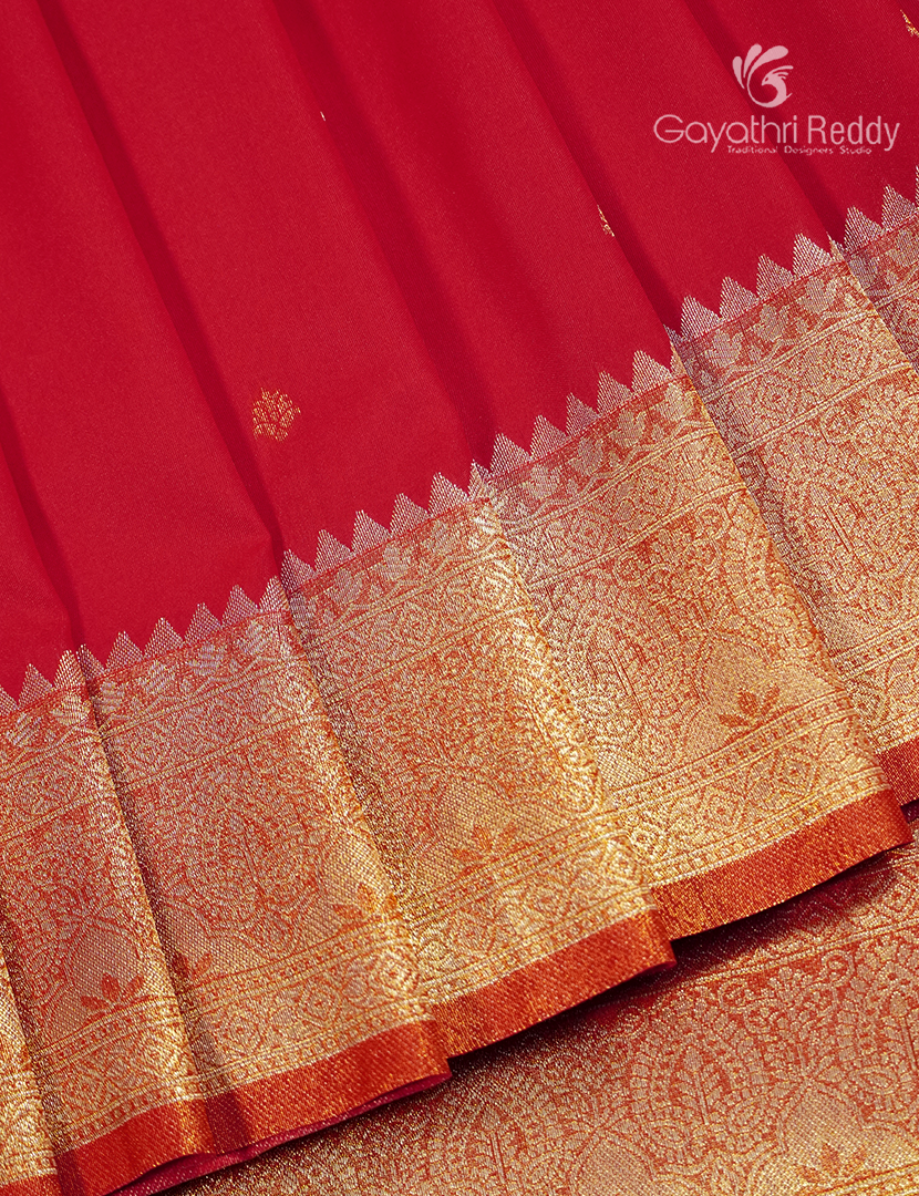 Semi Kanchipuram Art Silk Saree in Bridal Red
