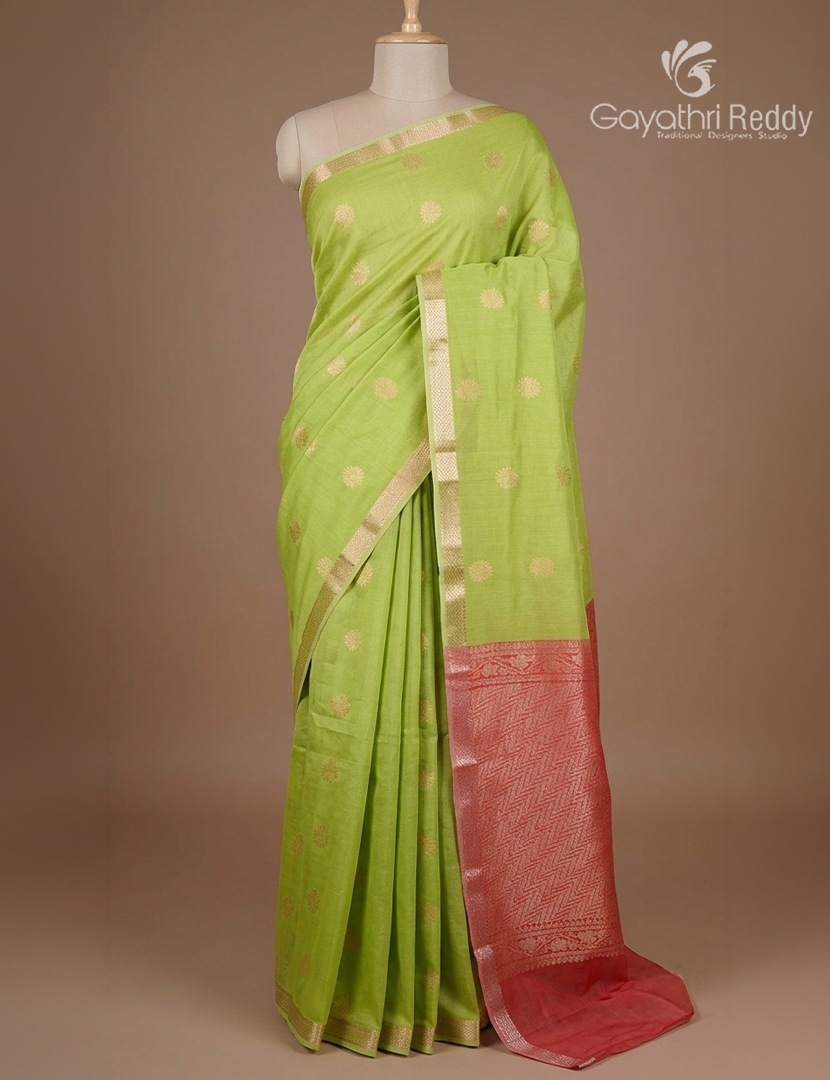 Kanchipuram Sico Saree in Light Green and Peach