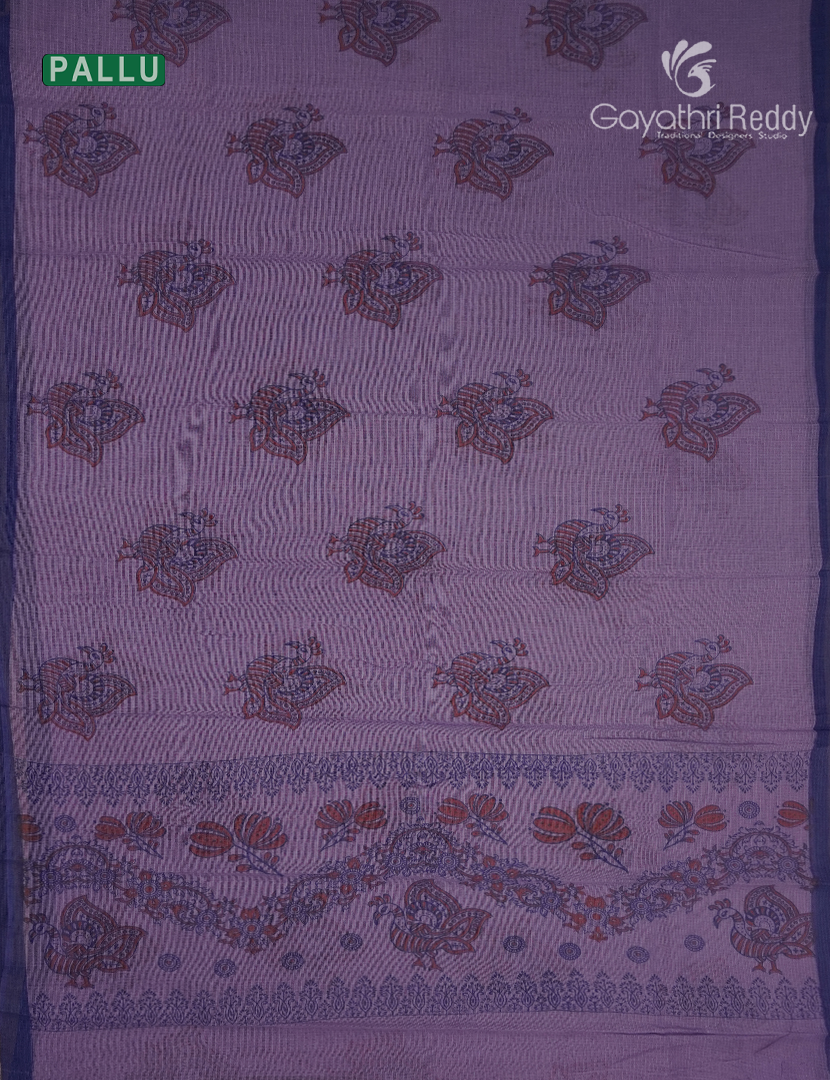 Premium Quality Cotton Kota Saree in Lavender and Black