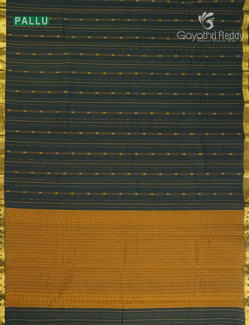 Pure Kanchi Cotton Saree in Deep Moss Green