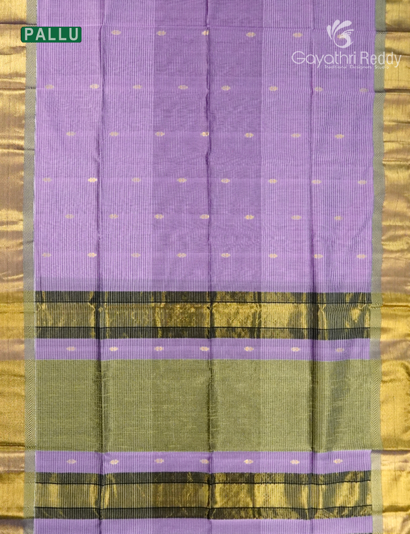 Pure Chanderi Sico Saree in Lavender and Black