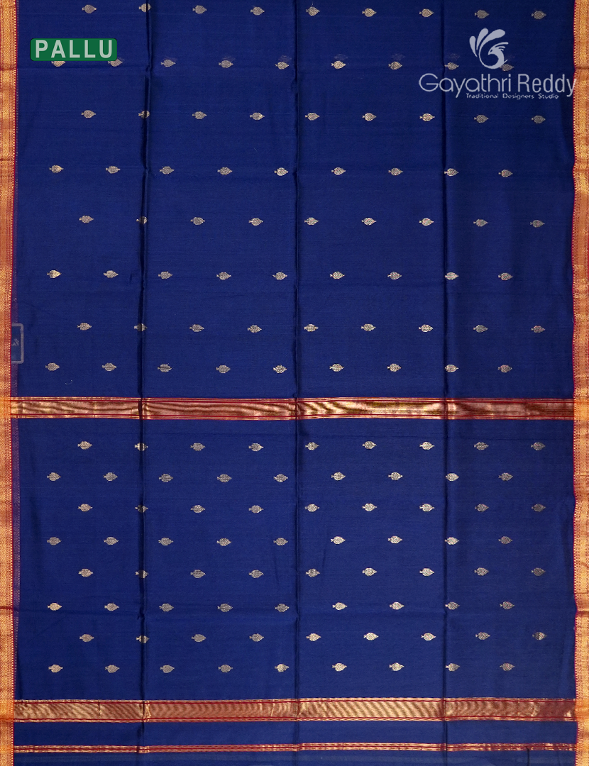 Pure Chanderi Sico Saree in Navy Blue