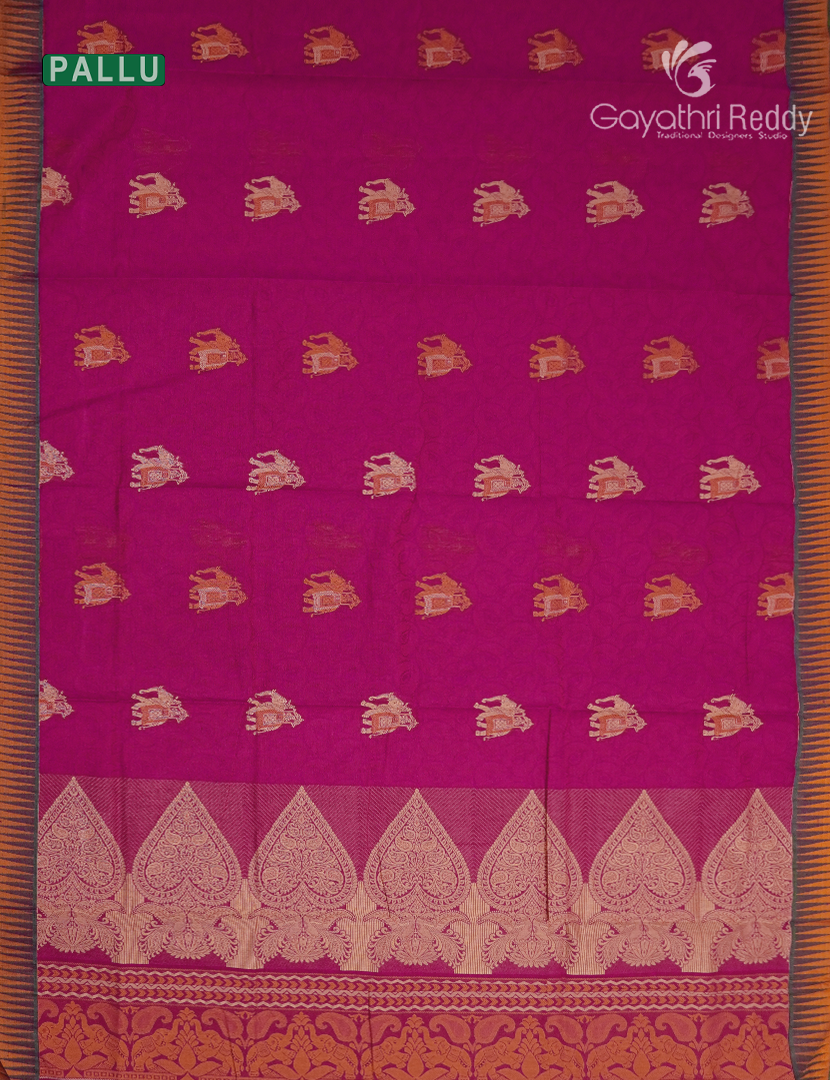 Pure Kanchi Cotton Saree in Deep Pink