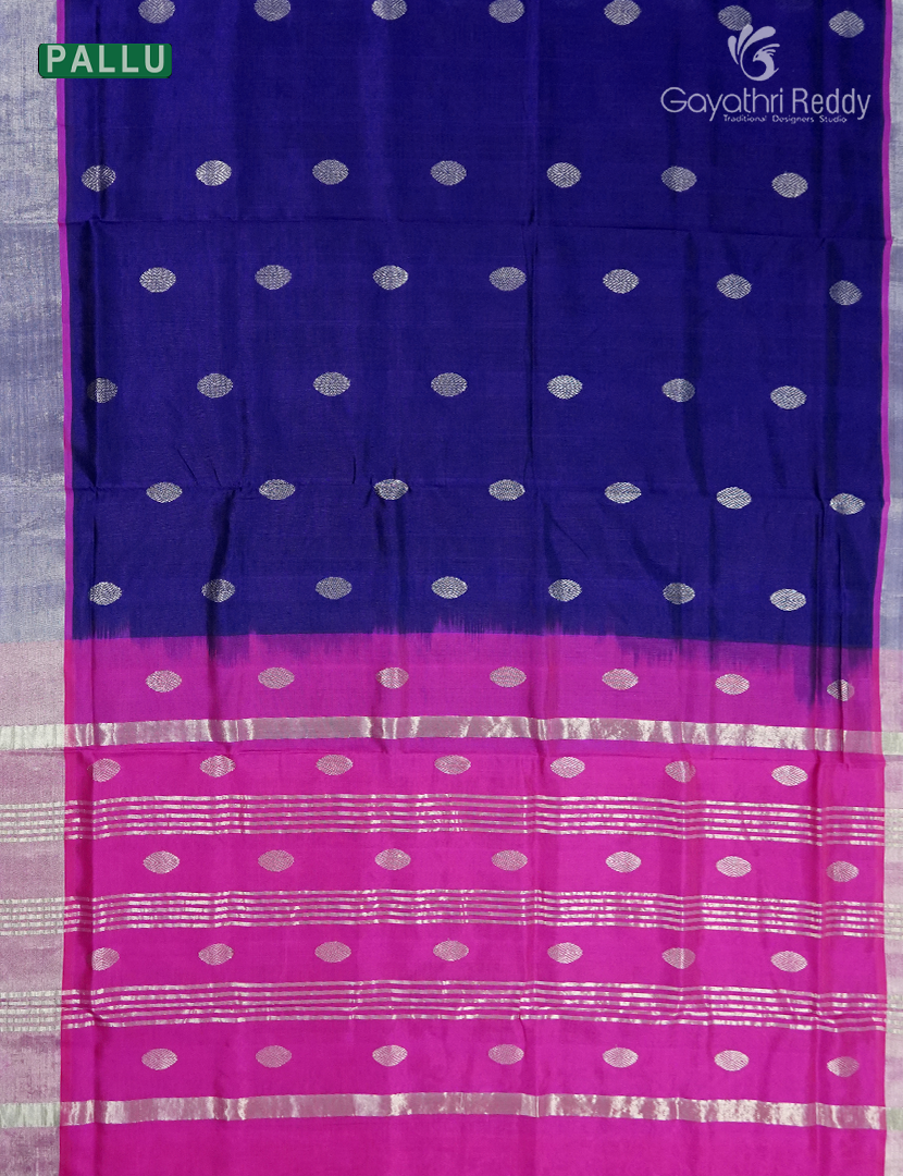 Pure Arani Sico Saree in Royal Blue and Pink