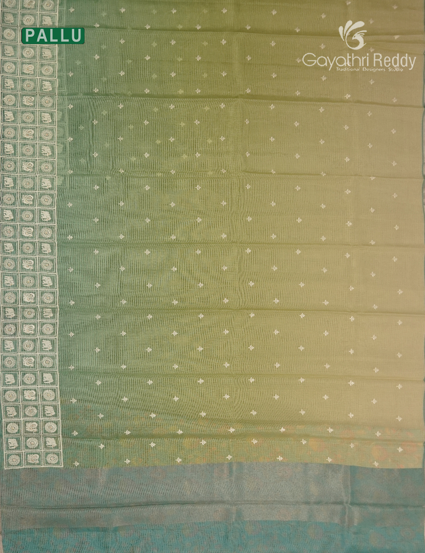 Silk Kota Saree in Lime and Sea Foam Green