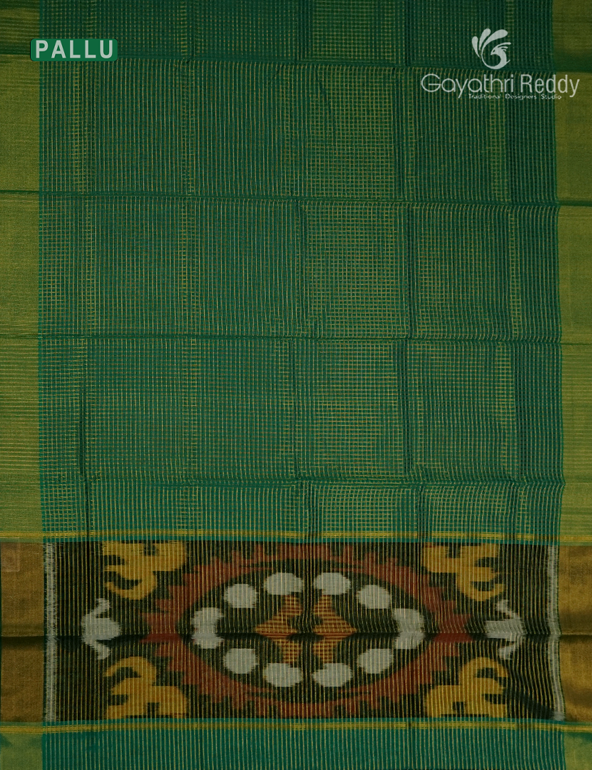 Semi Ikat Silk Saree in Green