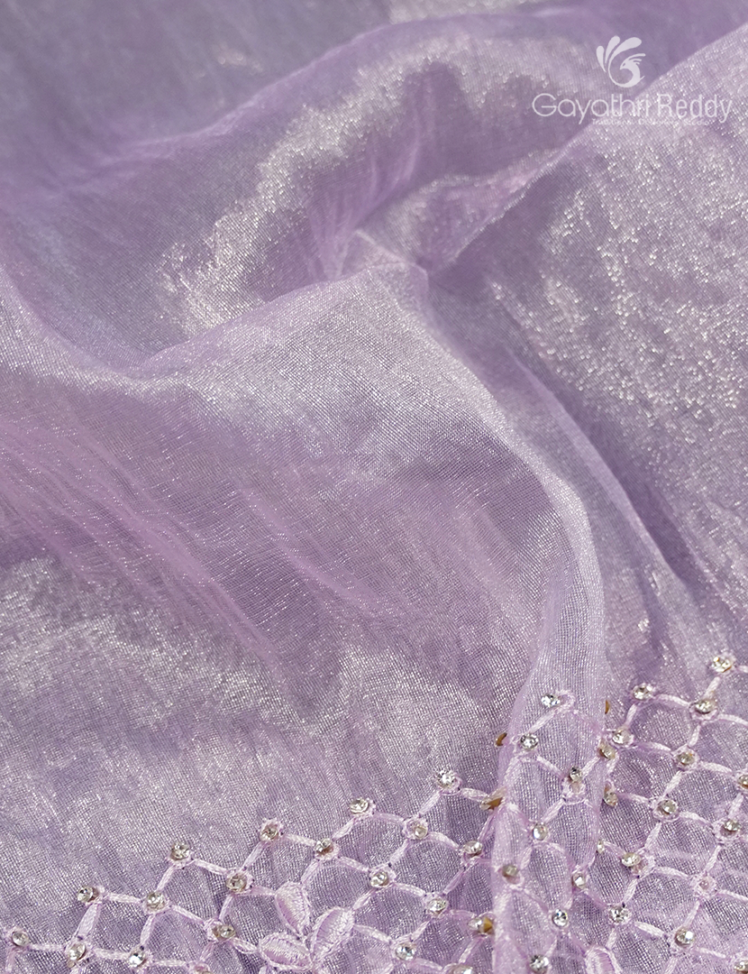 Glass Organza Saree in Pastel Lilac Pink