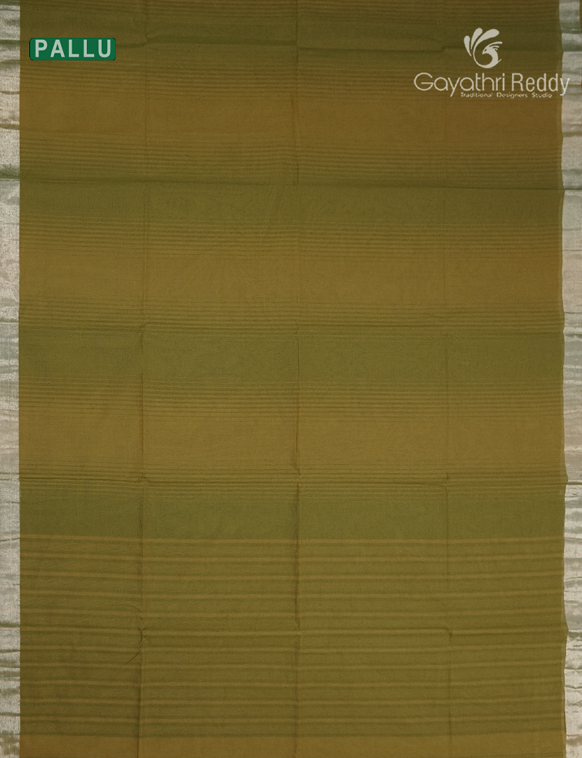 Pure Kanchi Cotton Saree in Mehendi Green and Lime Green
