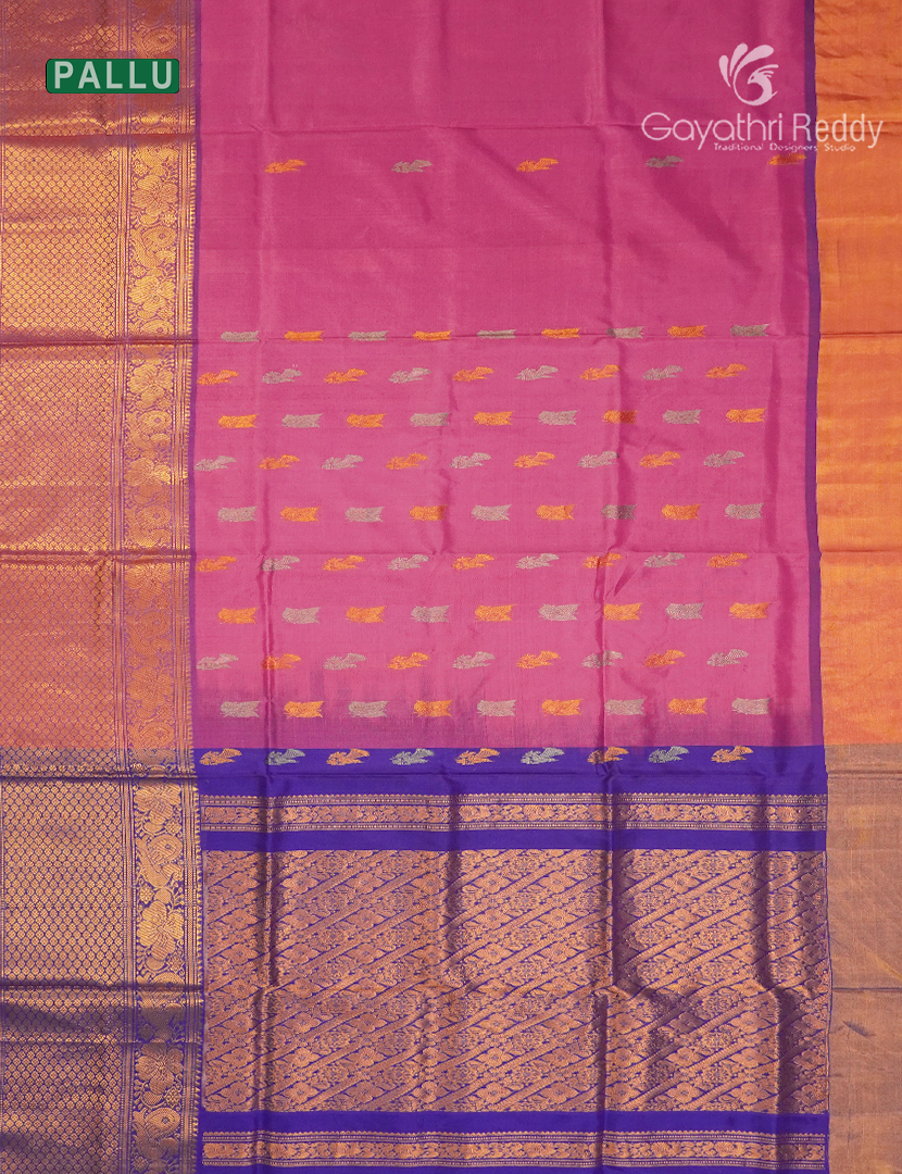 Pure Uppada Silk Saree in Rose Pink and Violet