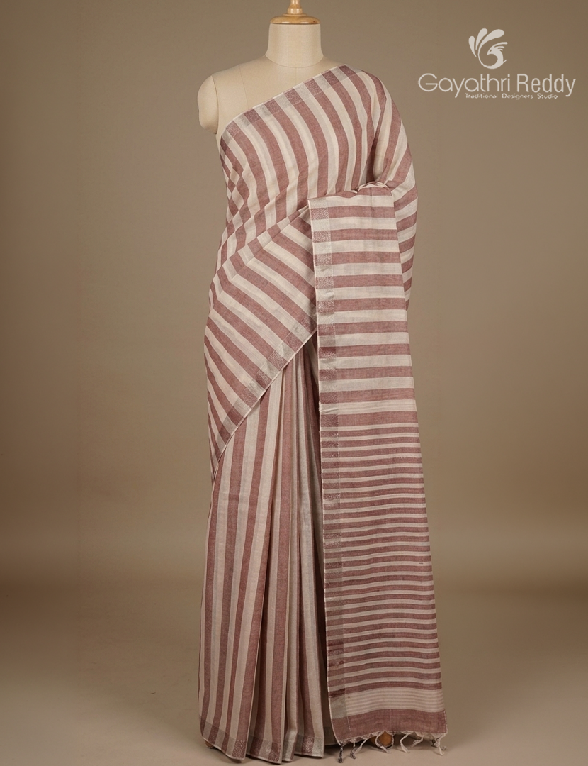 Pure Kanchi Cotton Saree in Cream and Light Onion Pink