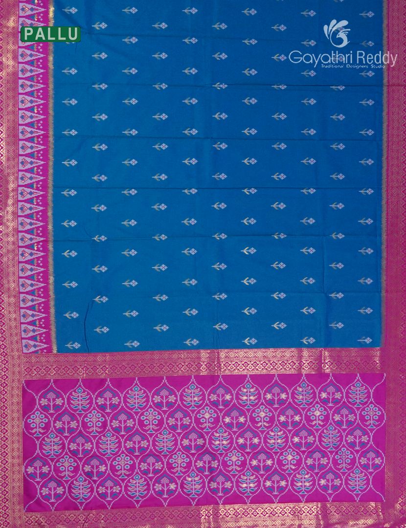 Semi Kanchipuram Art Silk Saree in Deep Rama Blue and Deep Magenta