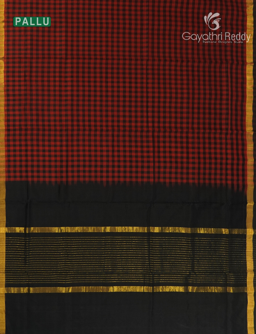 Pure Arani Sico Saree in Red and Black