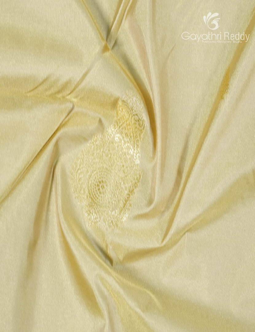 Semi Kanchipuram Silk Saree Cream and Navy Blue