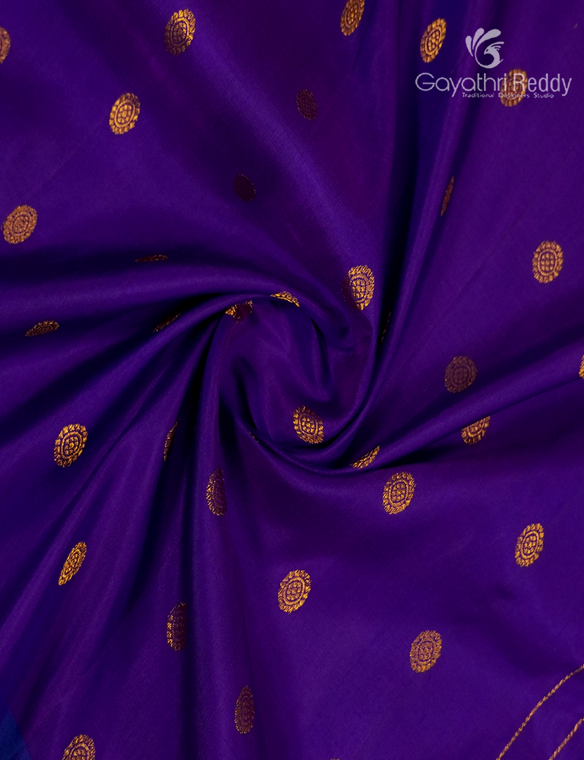 Pure Gadwal Silk Saree in Purple and Blue