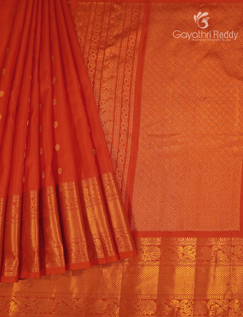 Pure Gadwal Silk Saree in Orange