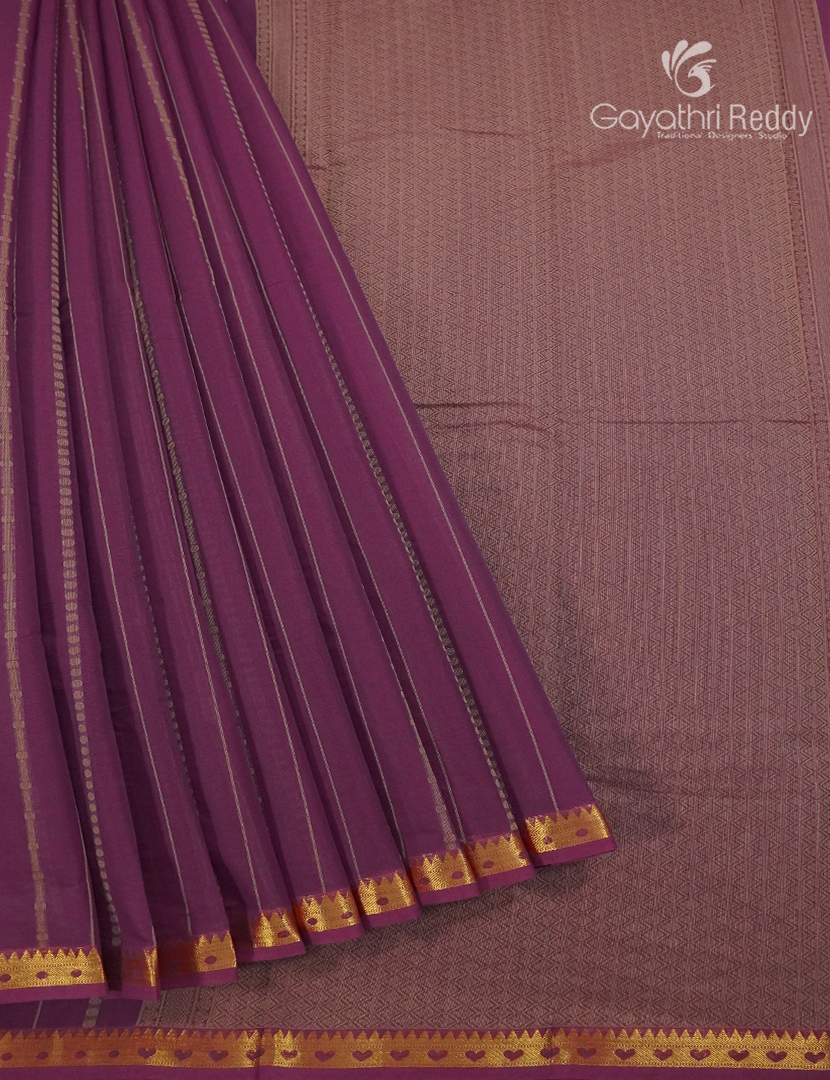 Pure Kanchi Cotton Saree in Deep Jamun