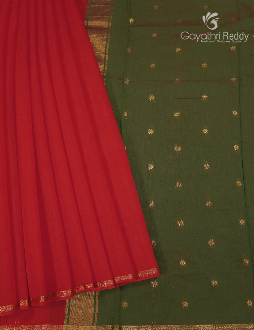 Sico Saree Red and Mehendi Green