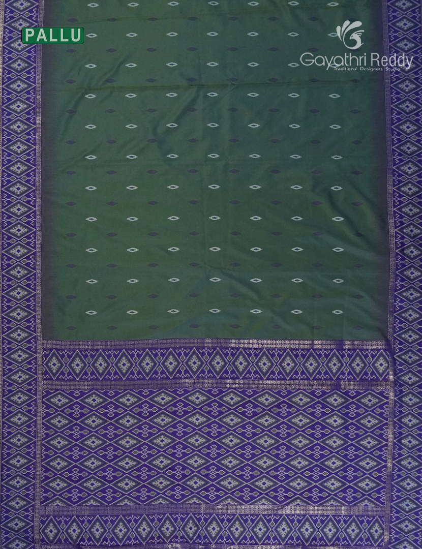 Semi Kanchipuram Art Silk Saree in Deep Olive Green and Purple