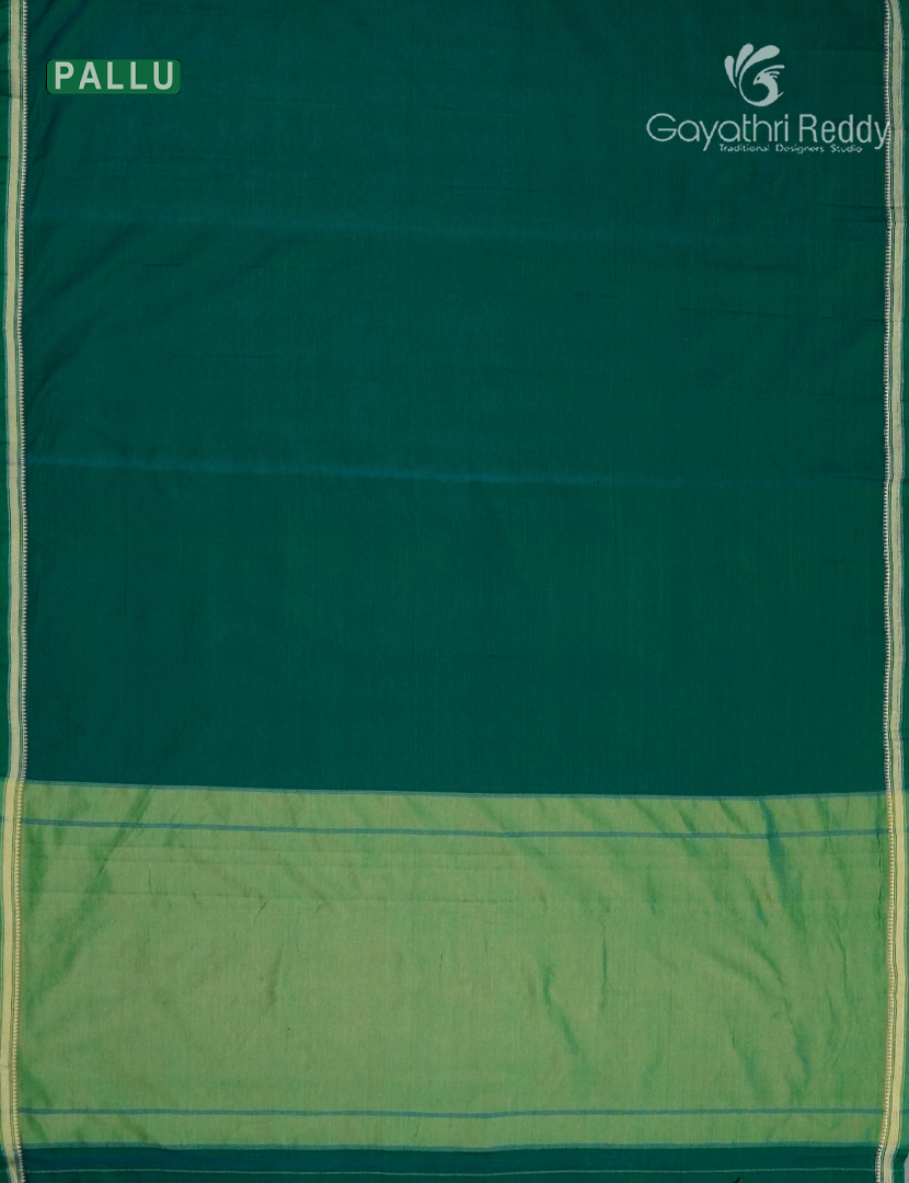 Pure Narayanpet Cotton Saree in Bottle Green