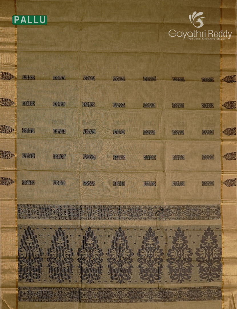Pure Kanchi Cotton Saree in Deep Olive Green