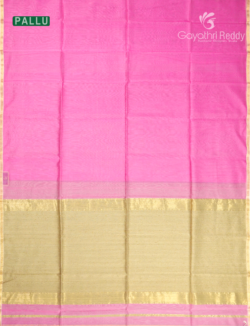 Pure Chanderi Sico Saree Candy Pink and Gold
