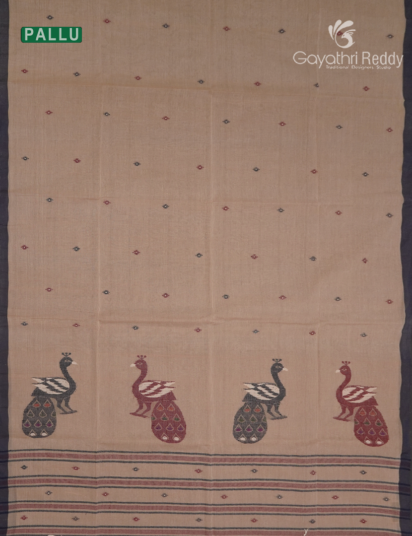 Jamdani Cotton Saree in Wheat