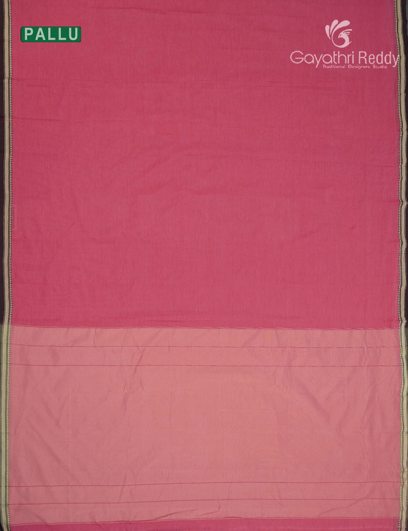 Pure Narayanpet Cotton Saree in Rose Pink