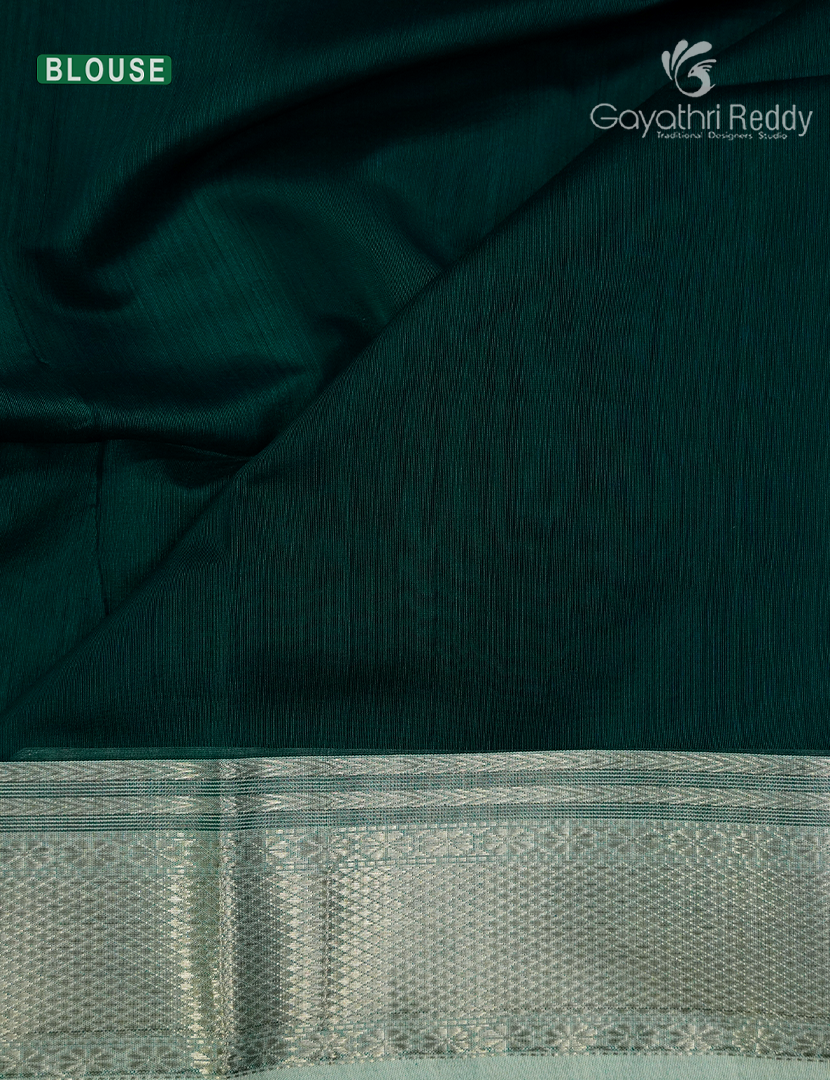Pure Chanderi Sico Saree in Bottle Green