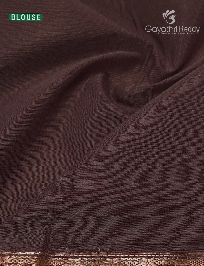 Kanchipuram Sico Saree in Cardamom Green and Brown