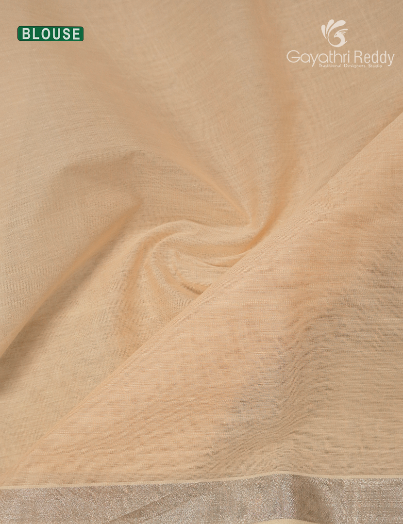 Pure Kanchi Cotton Printed Saree in Ivory and Sandalwood