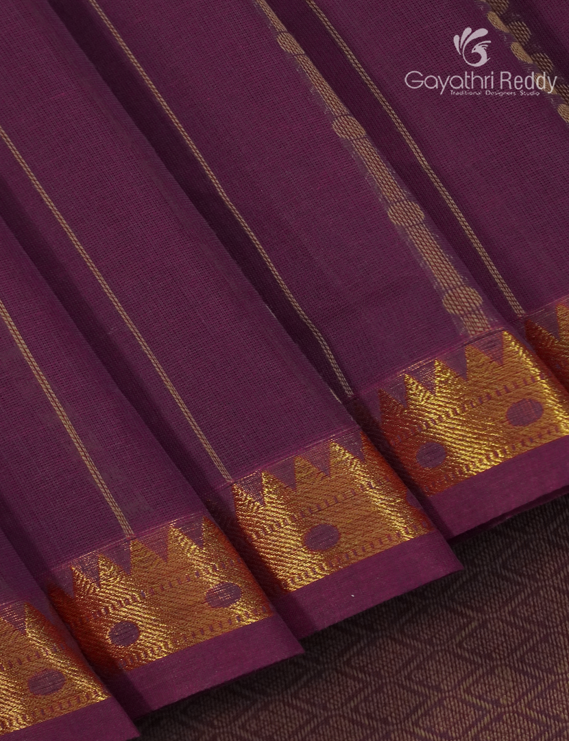 Pure Kanchi Cotton Saree in Deep Jamun
