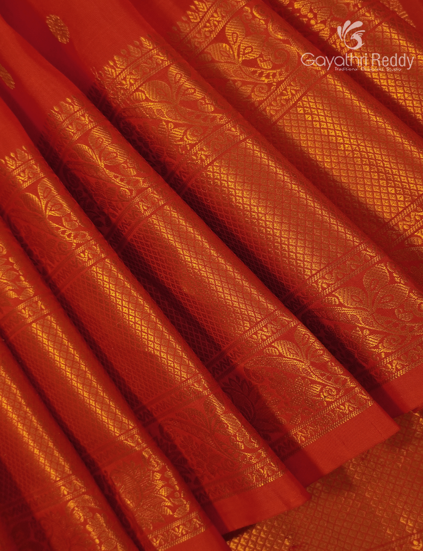 Pure Gadwal Silk Saree in Orange