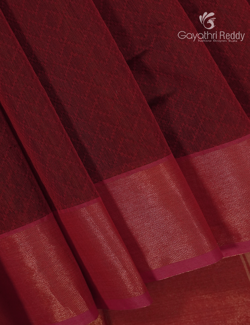 Semi Ikat Sico Saree in Maroon Red