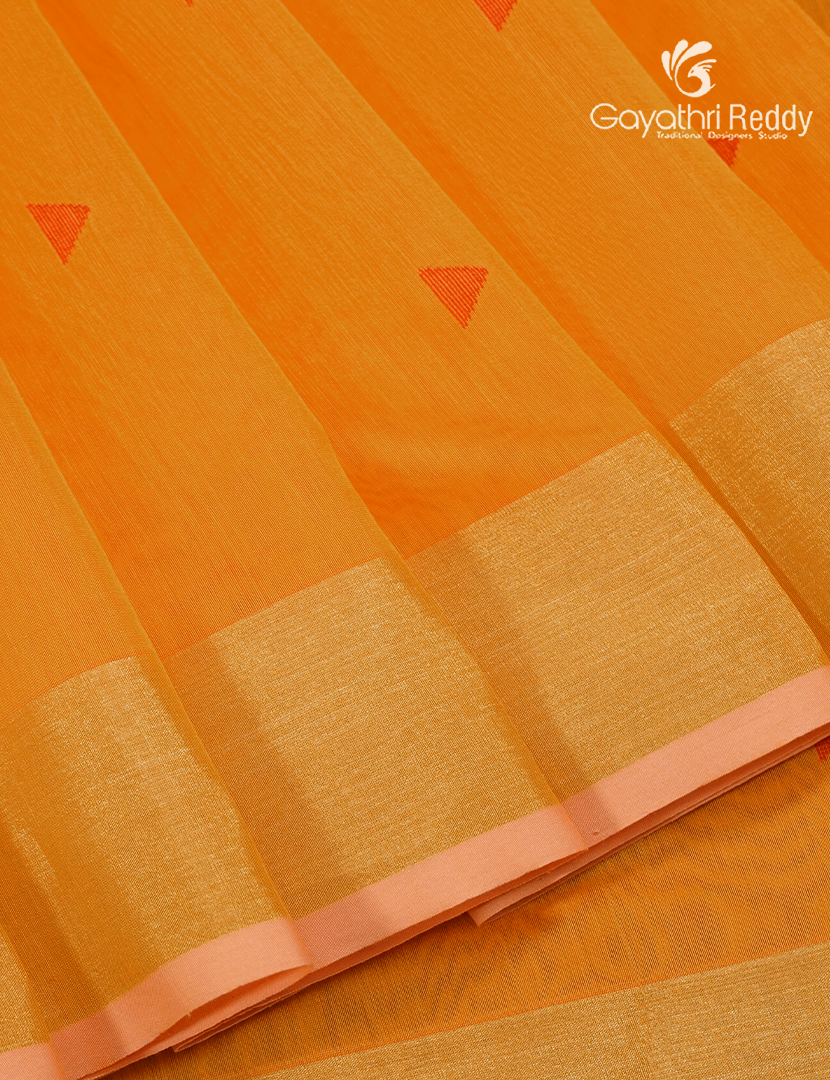 Pure Chanderi Sico Saree in Golden Yellow