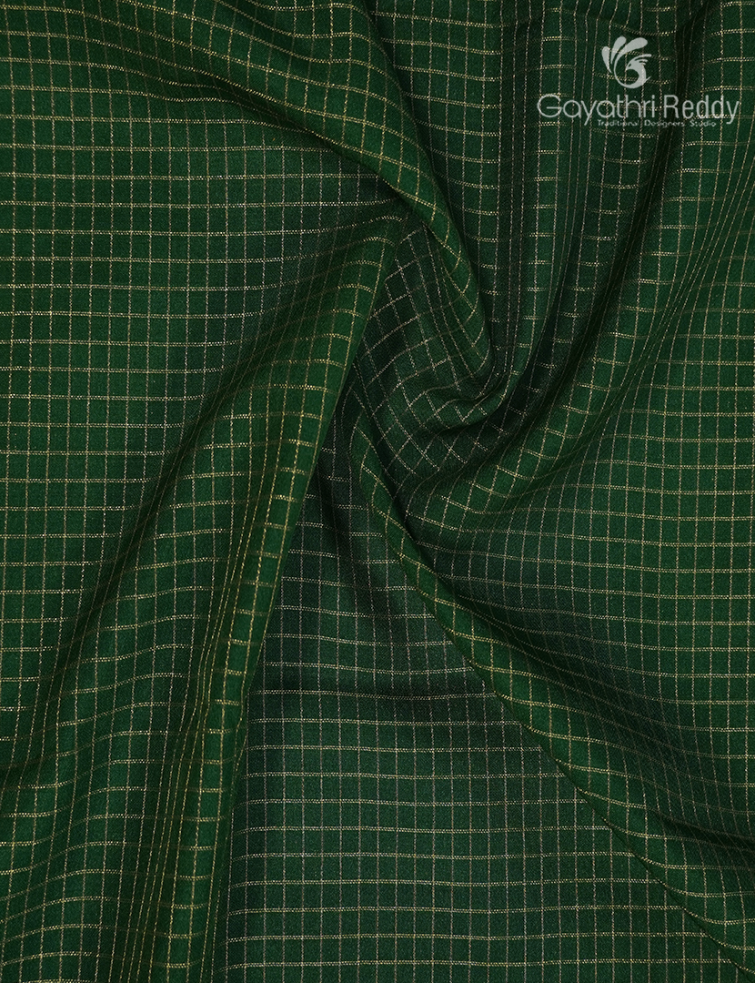 Semi Mysore Crepe Saree in Bottle Green and Yellow
