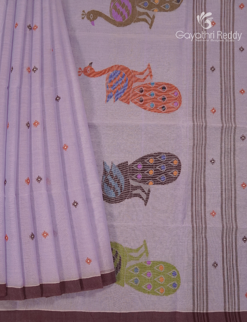 Jamdani Cotton Saree in Lavender