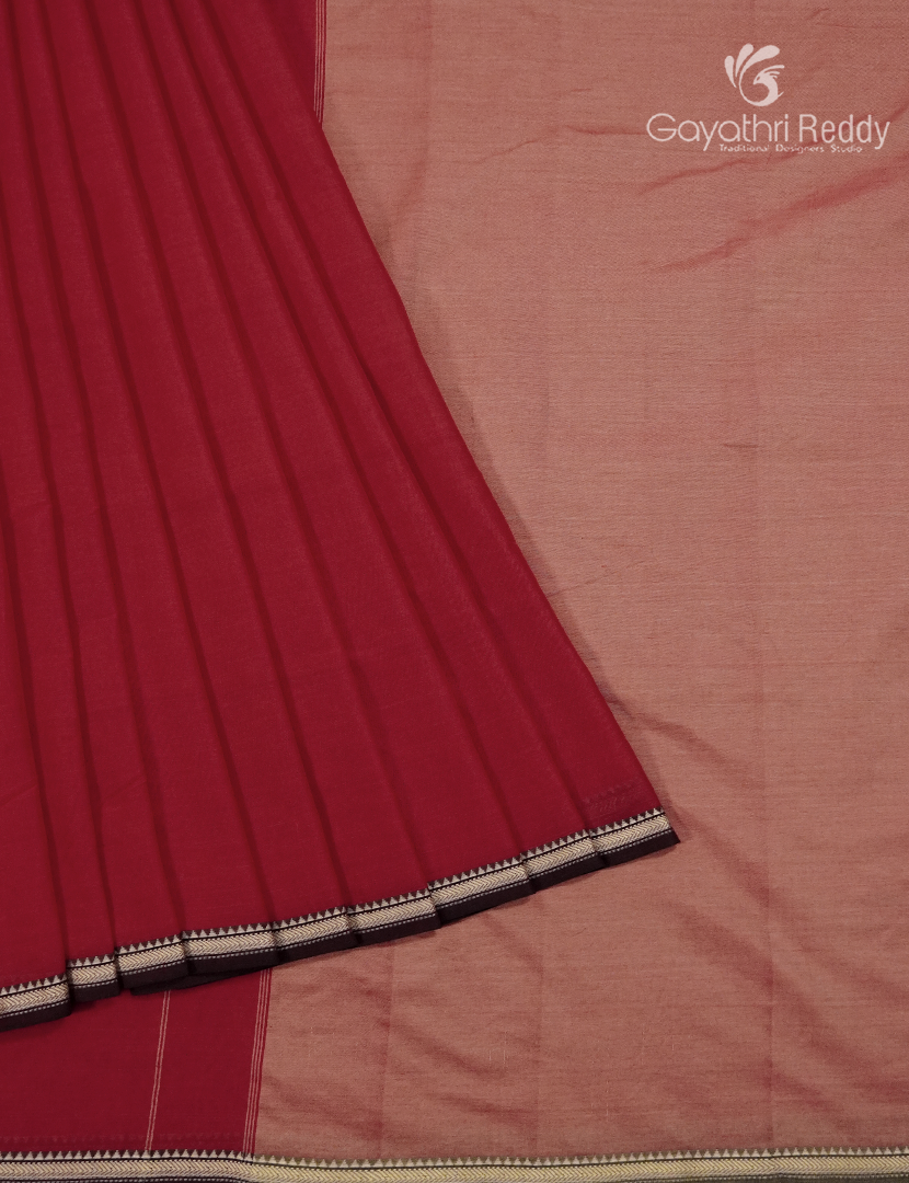 Pure Narayanpet Cotton Saree in Deep Red