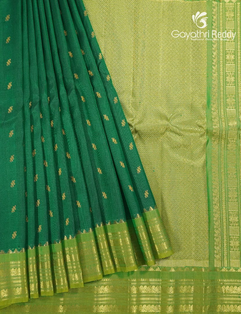 Pure Gadwal Silk Saree in Mango Green and Parrot Green