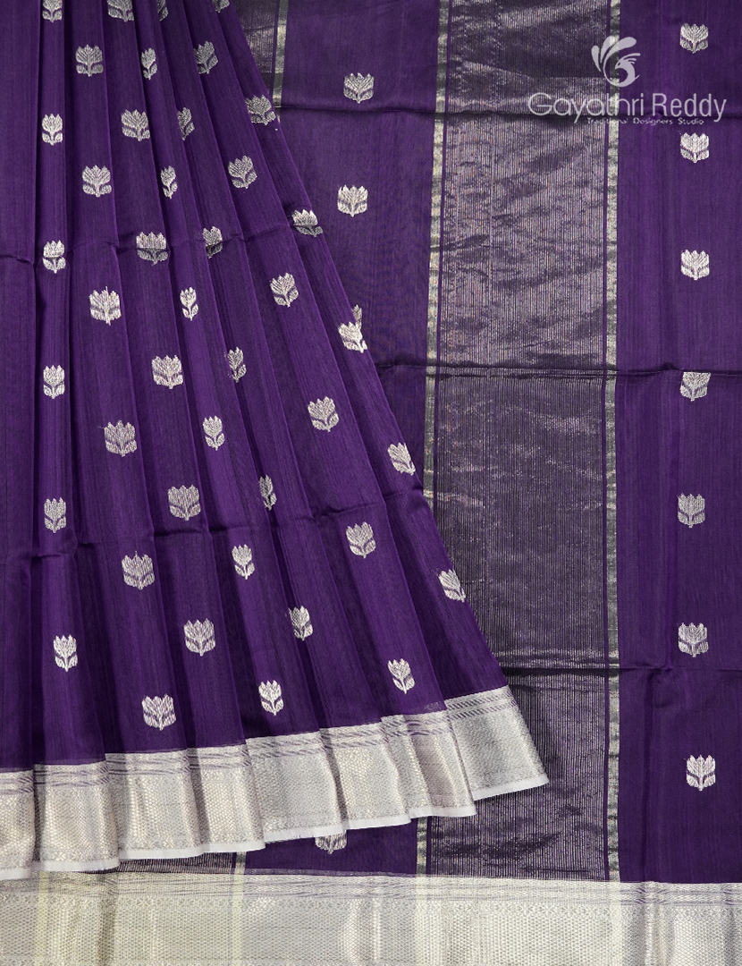 Pure Chanderi Sico Sareein Deep Violet