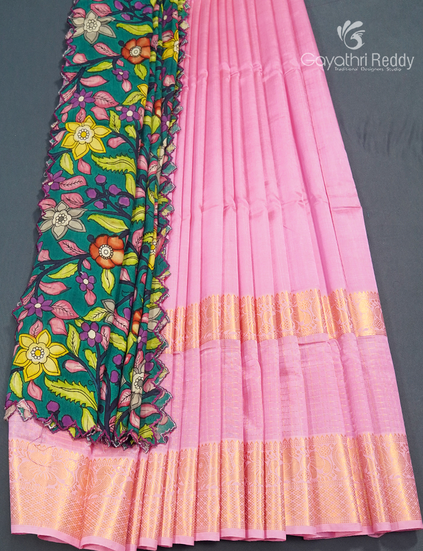 Pure Mangalagiri Langa Voni Set in Baby Pink