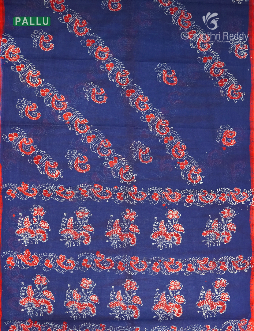 Cotton Batik Print Saree in Violet and Pink