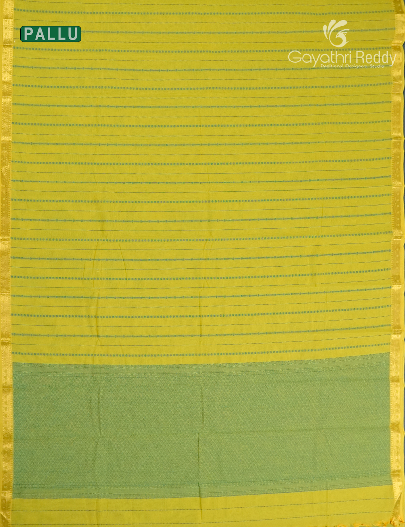 Pure Kanchi Cotton Saree in Lime Yellow and Lime Green