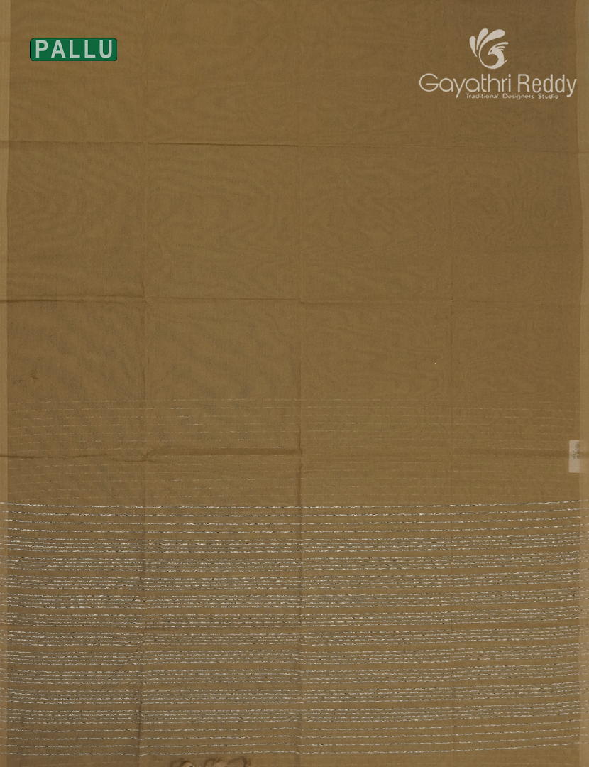 Pure Handloom Cotton Saree in Dry Mehendi