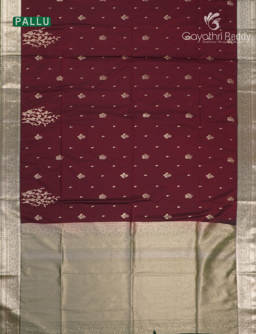 Soft Silk Saree in Deep Maroon and Deep Green