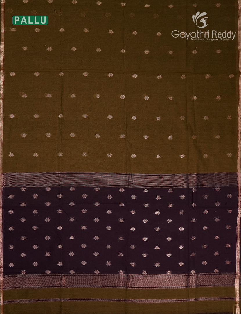 Kanchipuram Sico Saree in Olive Green and Deep Purple