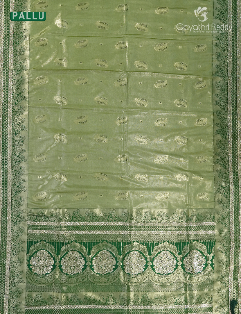 Semi Kanchipuram Silk Fancy Saree in Pista Green and Deep Mehendi Green