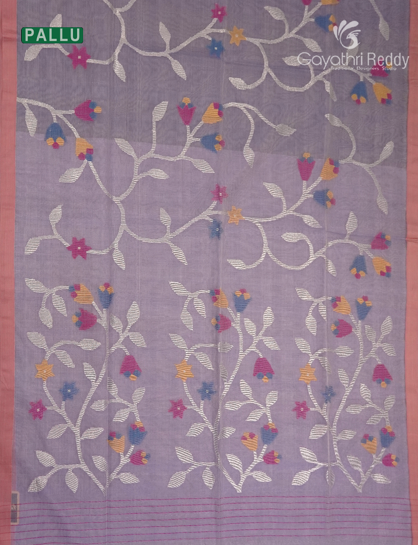 Pure Jamdani Kora Saree in Lavender
