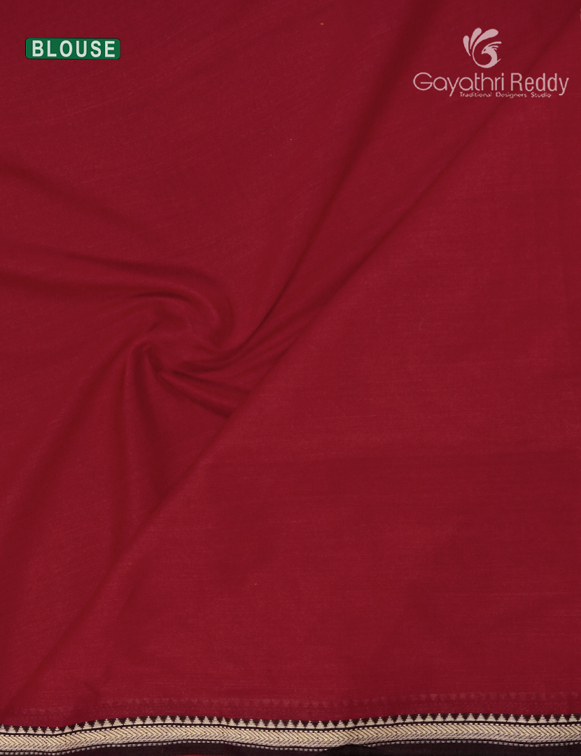 Pure Narayanpet Cotton Saree in Deep Red