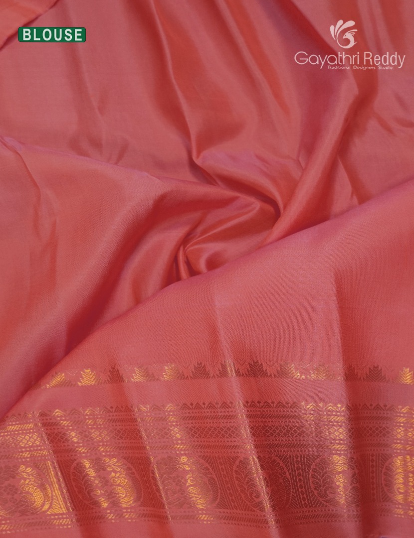 Pure Gadwal Silk Saree in Peach